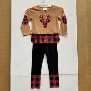 Ruffle Girl Reindeer Christmas Outfit Girl's XL (6)